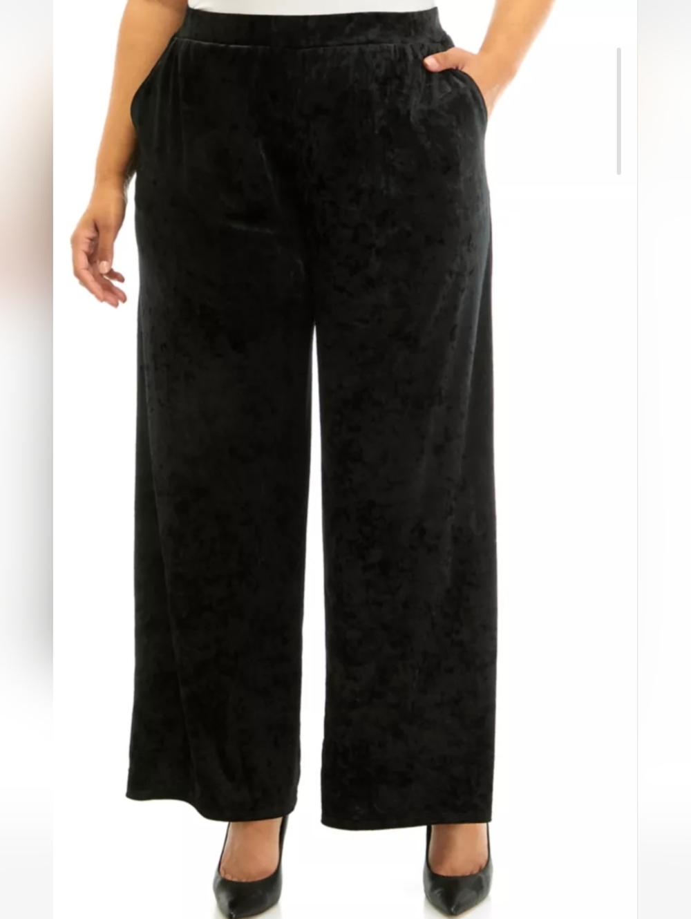 Cupio Black Velvet Wide Leg pants Size Large Whimsigoth Goth Glam Party Office